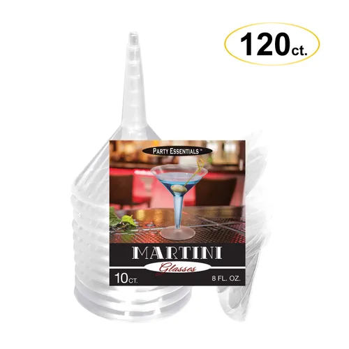 Vista 7 de Party Essentials Vaso de Martini de plástico duro de 2 piezas, capacidad de 8 onzas, transparente, para martinis, aperitivos, puré de papas Claro