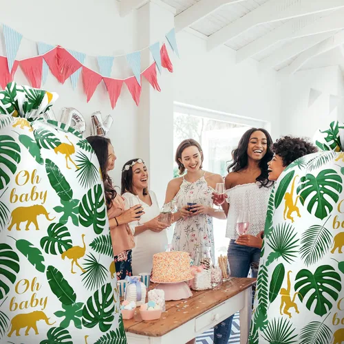Vista 7 de Teling 2 bolsas de regalo extra grandes de 80 x 60 pulgadas para baby shower, selva, safari, animales, bolsas de regalo de plástico para regalos