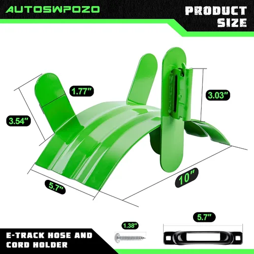 Vista 2 de Paquete de 2 soportes para mangueras E-Track, ganchos resistentes para mangueras, cables y cables organizados, color verde
