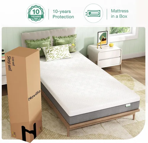 Vista 6 de Novilla Colchón individual XL, colchón de espuma viscoelástica de gel de 6 pulgadas para un sueño fresco y alivio de presión, colchón de firmeza