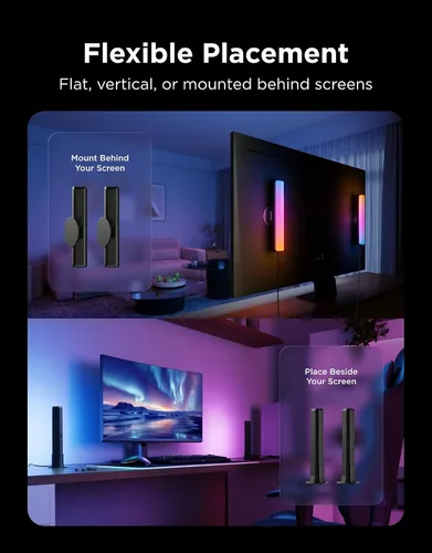 Vista 6 de Govee - Barras de luz LED inteligentes, funcionan con Alexa y Google Assistant, retroiluminación LED WiFi RGBICWW para TV con modos de escena