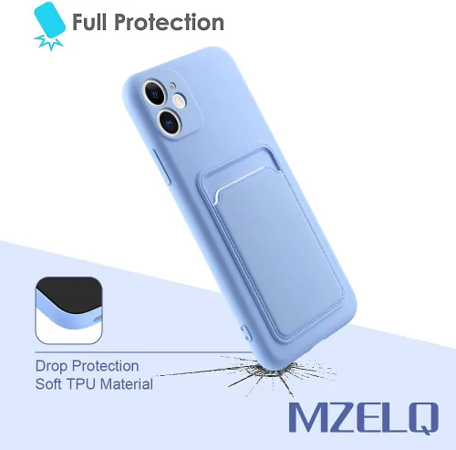 Vista 5 de MZELQ Compatible con iPhone 11 Funda TPU Soporte para Tarjetas Cubierta de Billetera, Protección de Cámara + Protector de Pantalla Funda Suave
