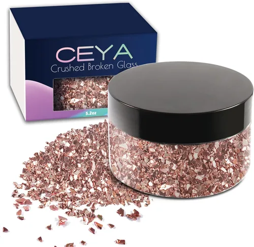 Vista 42 de Ceya - Conjunto de purpurina de vidrio irregular triturado en 32 colores, 640g/ 22.6 oz, chips de cristal metálico roto de 2-4mm, purpurina gruesa
