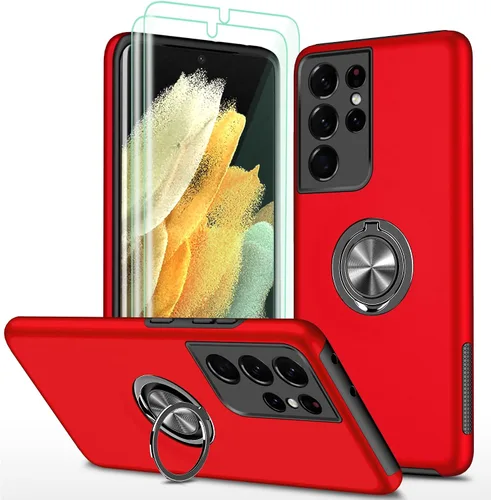 Vista 8 de Funda para Samsung Galaxy S21 Ultra, con protector de pantalla de TPU flexible autorreparable, 2 unidades, grado militar, doble a prueba de golpes