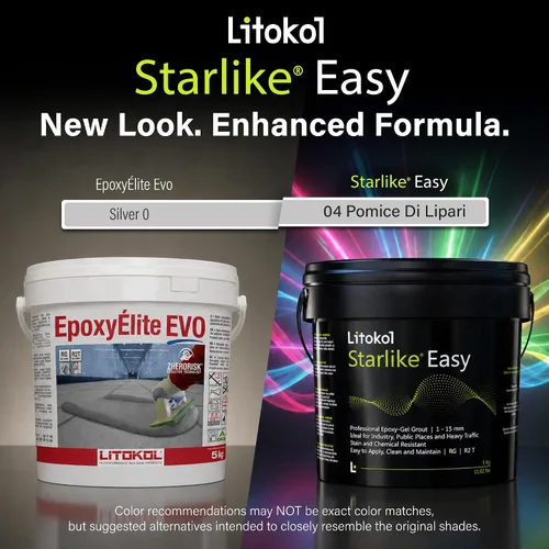 Vista 2 de Starlike Easy 04 Pomice di Lipari 11lbs de lechada epoxi de dos componentes, fórmula de lechada impermeable para azulejos y mosaicos, piscinas y uso