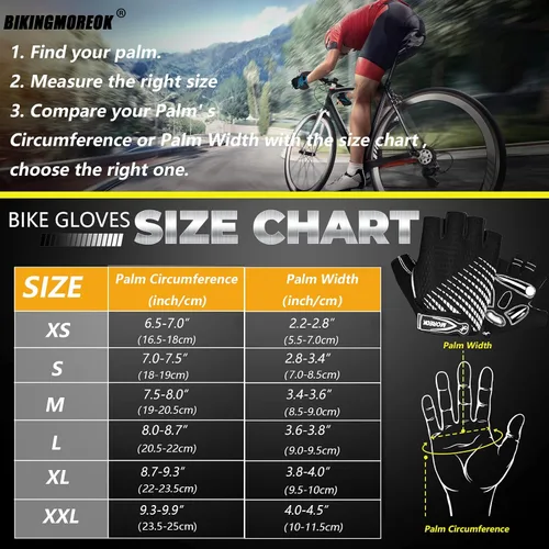 Vista 6 de BIKINGMOREOK Guantes de ciclismo para hombres y mujeres, guantes de bicicleta transpirables, almohadillas de gel de 0.197in, guantes de bicicleta