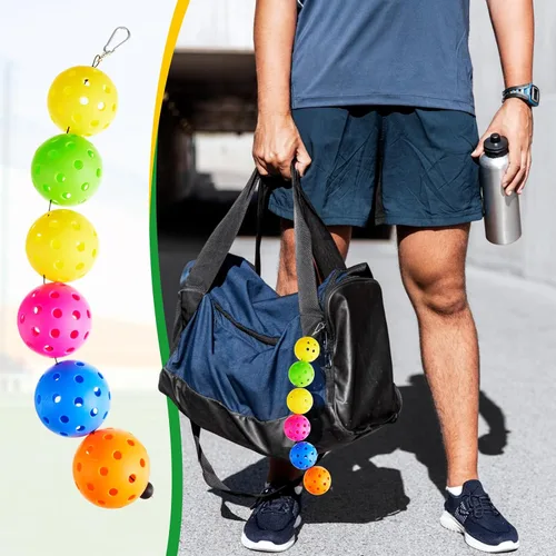 Vista 5 de 5 soportes de cuerda de bolas compatibles con cuerda de pickleball para bolas de almacenamiento con 1 hebilla de nailon, 10 hebillas de metal
