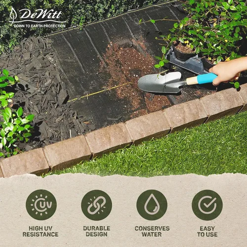 Vista 5 de Dewitt Pro-5 Tela Paisajística Tejida con Barrera contra Malezas, 5 oz, Negro, 3' x 250' - Control de Crecimiento de Servicio Pesado, Cubierta