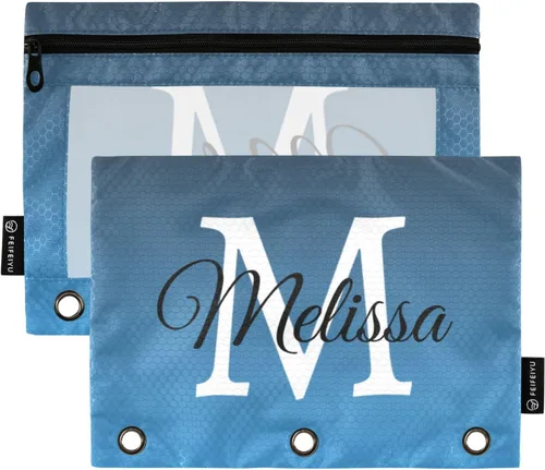 Vista 23 de Estuche para lápices personalizado degradado morado para 3 anillas, bolsa de lápices personalizada con cremallera, estuche transparente