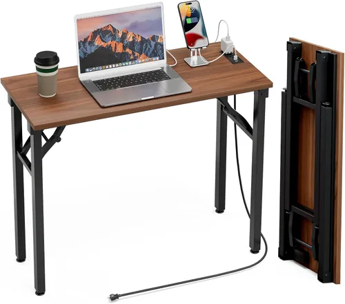 Vista 35 de TEMI Mesa de Computadora Pequeña Mesa Plegable - Escritorio de Oficina Plegable de 35.8", Sin Ensamblaje, Perfecto para Espacios Pequeños