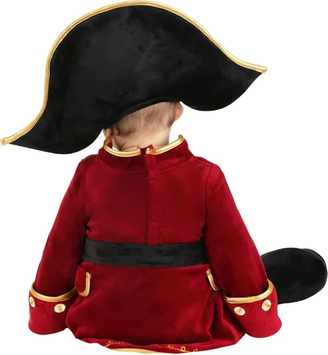 Vista 4 de Encantador disfraz infantil de capitán de pirata, incluye diadema, chaqueta, pantalones, botines