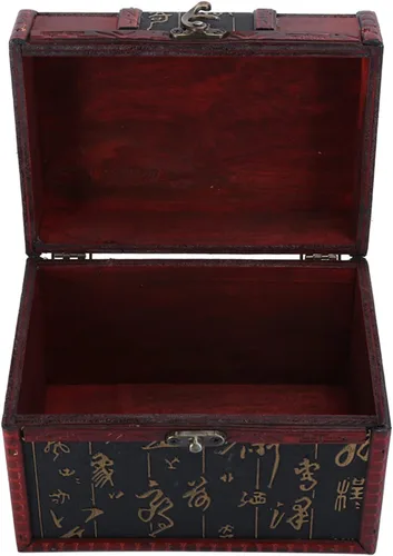 Vista 5 de ANGGREK Caja decorativa de recuerdo, caja organizadora de joyero, estuche portátil de madera de poliuretano para joyería