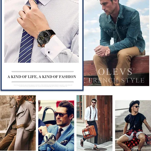 Vista 7 de OLEVS Reloj para hombre, de lujo, ligero, de cuero, impermeable, con movimiento japonés, para hombre, con fecha, calendario, minimalista, ultrafino