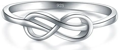 Vista 2 de BORUO Anillo infinito Anillos de plata de ley para mujer Anillos de plata de ley 925 Infinity Anillo de nudo Anillo de plata