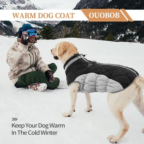 Vista 5 de Chaqueta de invierno para perro, abrigo impermeable y reflectante, resistente al viento, ropa cálida para mascotas, cómoda ropa de forro polar