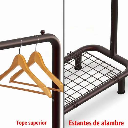 Vista 3 de Simple Houseware Estante de ropa con tubería industrial y estantes