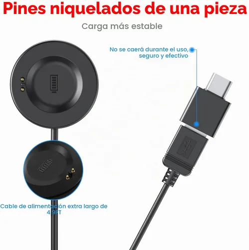 Vista 2 de Cargador compatible con iTouch Smart Watch Air 3/4/SE, Sport 3, Explorer 3 Cargador USB de repuesto para reloj, cable de 3.2 pies con base de Negro