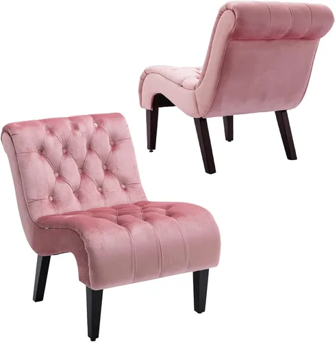 Vista 14 de Comfy Silla Decorativa de Terciopelo, Silla Auxiliar Tapizada sin Brazos para Sala de Estar, Tumbona Pequeña Moderna con Respaldo Acolchado y Diseño