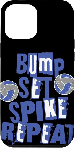 Vista 6 de iPhone 15 Parents Girls Volleyball Bump Set Spike Repeat Blue & White Case