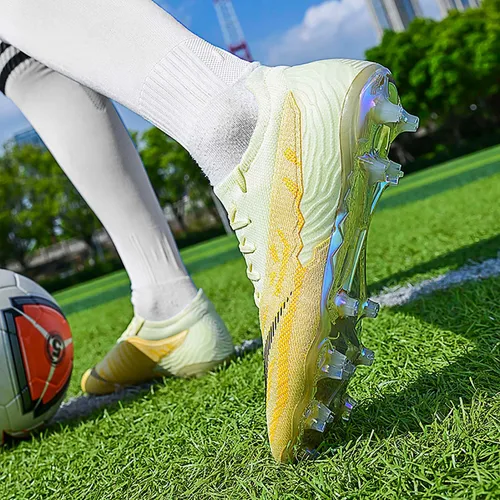 Vista 5 de Wxbzbhwxc Zapatos de fútbol para hombres y mujeres, tacos de fútbol para niños y jóvenes, FG AG, zapatos de fútbol de caña alta para entrenamiento