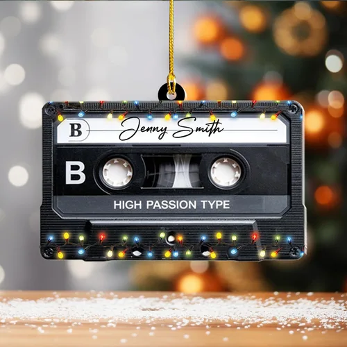 Vista 13 de Cinta de casete personalizada, adorno de Navidad 2024, adorno de cinta de mezcla de música retro, decoración de árbol de casete personalizado