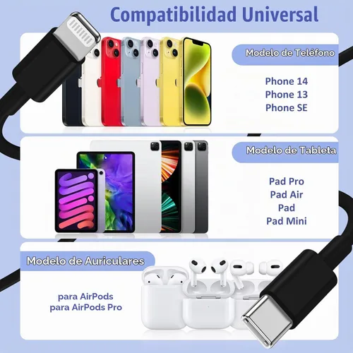Vista 7 de [Usado] Paquete de 4 cables USB C a Lightning de 6 pies, cable de carga rápida para Negro