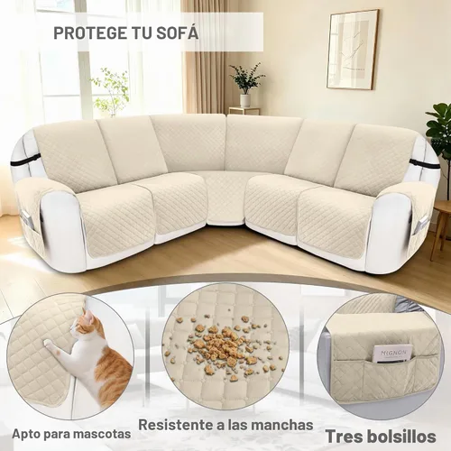 Vista 5 de Fundas para Sofá Seccional Reclinable 100% Impermeables de Terciopelo en Forma de L Fundas para Sofá Reclinable para Perros y Mascotas Lavables