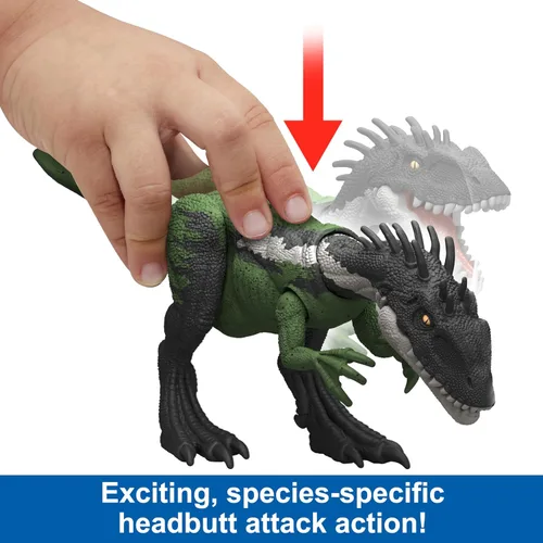 Vista 2 de Mattel Jurassic World Strike Attack Guaibasaurus - Juguete de dinosaurio con acción de golpe único, articulaciones móviles, figura de acción
