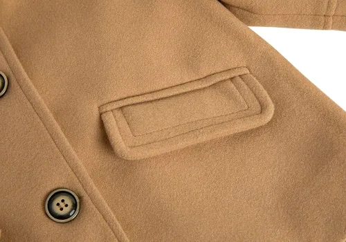 Vista 5 de rrhss Abrigo formal con botones para niñas pequeñas, chaqueta de lana con capucha para otoño e invierno