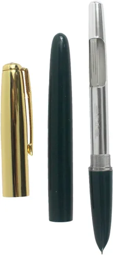 Vista 6 de Pluma estilográfica clásica Hero 616, 3 unidades, en 3 colores, ribete dorado