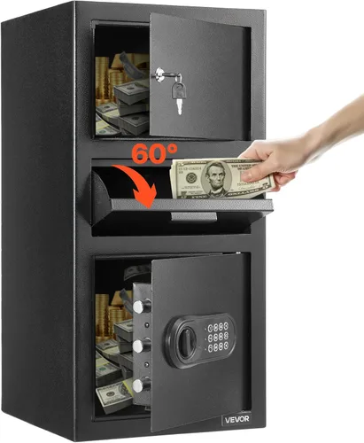 Vista 11 de VEVOR Caja Fuerte de Depósito de 0.6 Pies Cúbicos, Caja Fuerte de Ranura de Depósito con Contraseña y Perilla Giratoria, Caja de Depósito