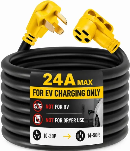 Vista 10 de Cable Adaptador de Cargador EV Compatible con NEMA 10-30P a 14-50R, 30 Amperios 3 Clavijas de Secadora a 50 Amperios 4 Clavijas EV para Carga Tesla