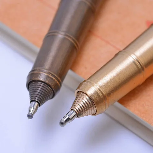 Vista 6 de Pluma en forma de bambú de latón macizo, Bolt Action EDC Pocket Signature Bolígrafo (latón)