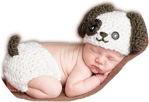 Vista 11 de Accesorios de fotografía para bebés recién nacidos, accesorios para sesión de fotos, trajes de ganchillo de punto unisex lindo sombrero pantalones