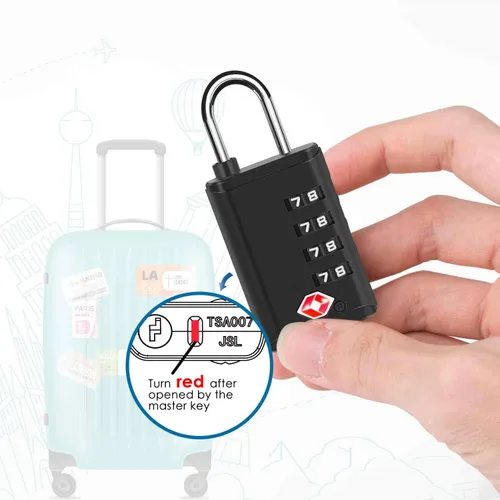 Vista 2 de Paquete de 2 cerraduras de equipaje de viaje aprobadas por la TSA de 4 dígitos, cerradura de combinación de maleta de alerta abierta, candados
