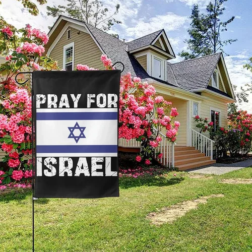 Vista 9 de Bandera de jardín con texto en inglés "I Stand With Israel" de 12 x 18 pulgadas, bandera de jardín fuerte de Israel, bandera de jardín con texto