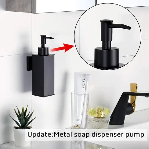 Vista 4 de BGL Dispensador de jabón de acero inoxidable 304 para montaje en pared, dispensador de líquido y jabón negro para cocina y baño