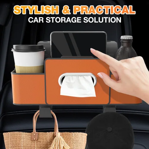 Vista 7 de PUSKIU Organizador y caja de almacenamiento para automóvil, organizadores de automóvil y caja de almacenamiento para asiento trasero, organizador
