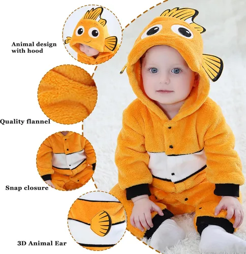 Vista 2 de TONWHAR Disfraz para niños y niños pequeños, traje de animal para bebé, mono de una pieza