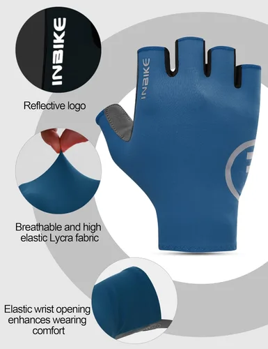 Vista 3 de INBIKE Guantes de ciclismo para hombres y mujeres, guantes de bicicleta transpirables ligeros de medio dedo, guantes de ciclismo de montaña