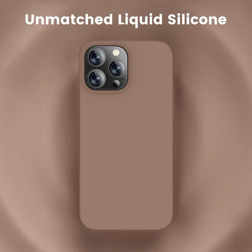 Vista 2 de Funda para iPhone 13 Pro Max, de silicona mejorada [protección a prueba de golpes] con forro de microfibra suave antiarañazos, 6.7 pulgadas Chocolate