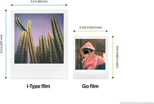 Vista 5 de Polaroid Originals Go - Película instantánea a color, marco negro, para cámara Polaroid GO, 2 paquetes dobles con tela (32 fotos)