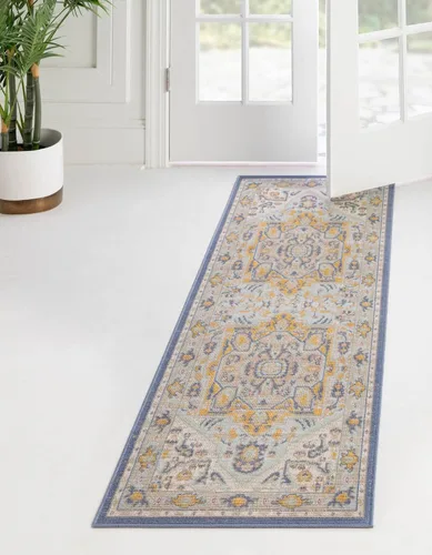 Vista 15 de Unique Loom Whitney Collection - Alfombra rectangular de 5 pies 3 pulgadas x 8 pies, color azul Multicolor/Azul