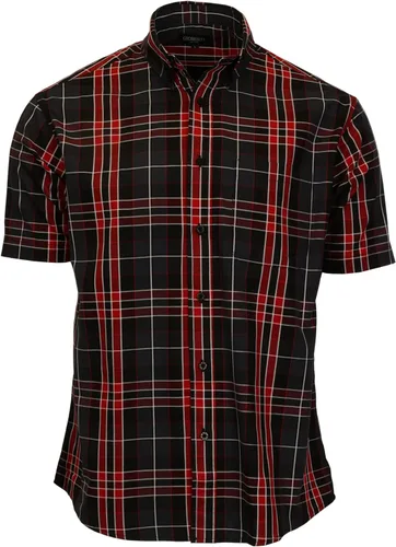 Vista 42 de Gioberti Men's Casual Plaid Button Down Short Sleeve Shirt 1162 - Royal / Negro / Gris