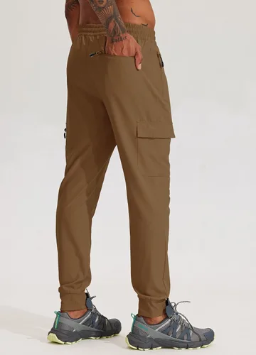 Vista 2 de Willit Pantalones deportivos de senderismo para hombre, ligeros, de secado rápido, con bolsillos con cremallera