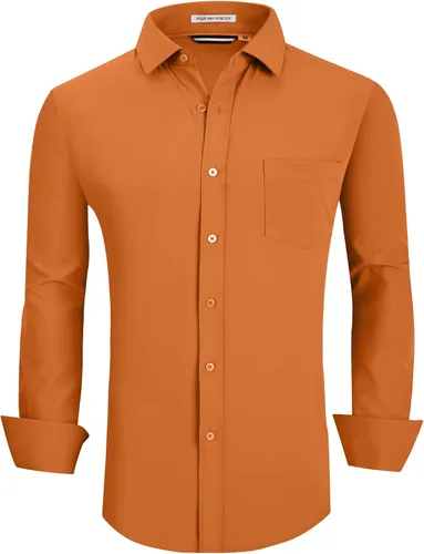 Vista 8 de Alex Vando - Camisa para hombre de manga larga con ajuste regular 06 negro