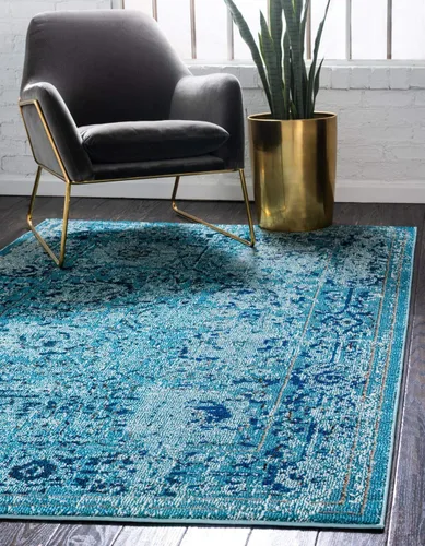 Vista 17 de Unique Loom Medici Collection - Alfombra tradicional vintage botánica azul (2' 2 x 3' 0)