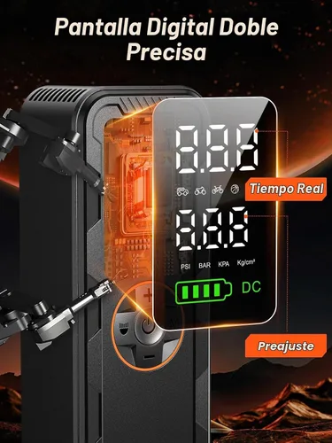 Vista 6 de Compresor de aire portátil para inflar neumáticos, bomba de aire eléctrica de 150 PSI con manómetro digital, inflado rápido, apagado automático, luz