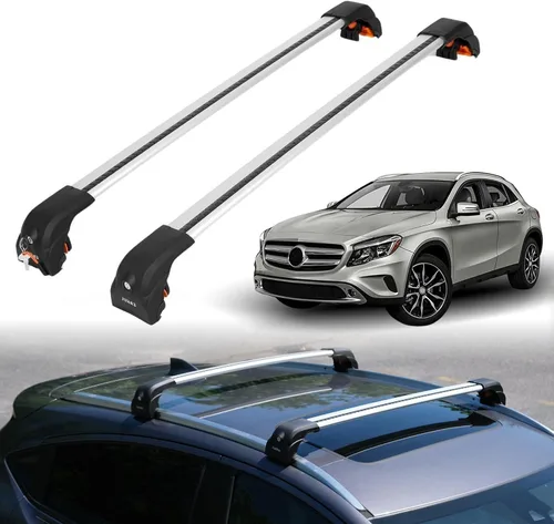 Vista 14 de ERKUL Barras transversales de techo resistentes de 220 libras para Mercedes GLA 2014-2020 Soportes de metal sólido Barras transversales de Negro