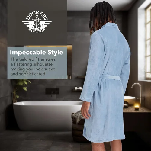 Vista 4 de Dockers Bata de baño para hombre, bata de tela de rizo para hombre